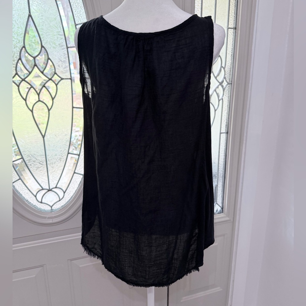 Velvet by Graham & Spencer Black Cotton Gauze Sleeveless Medium Blouse - Picture 5 of 9